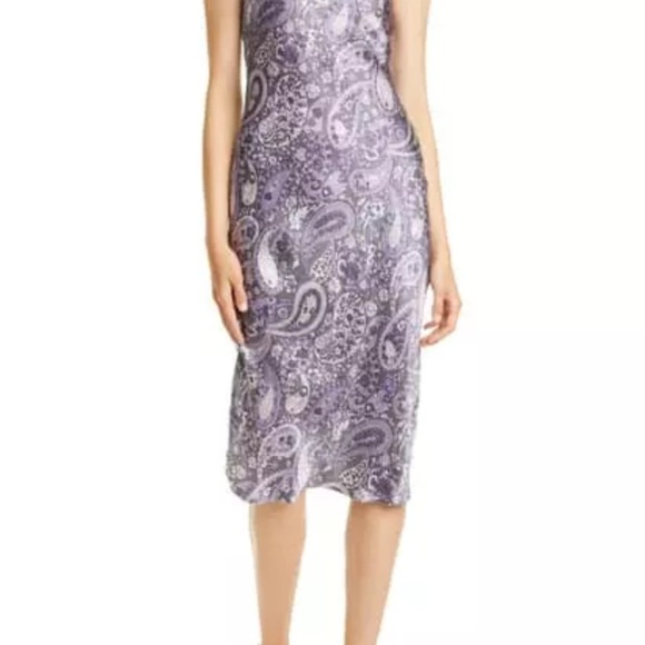 Nili Lotan Purple Paisley Silk Slip Dress Large - Picture 12 of 12